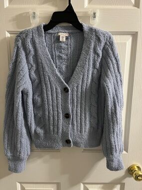 bp Light Blue Chunky Cable Cardigan with Buttons